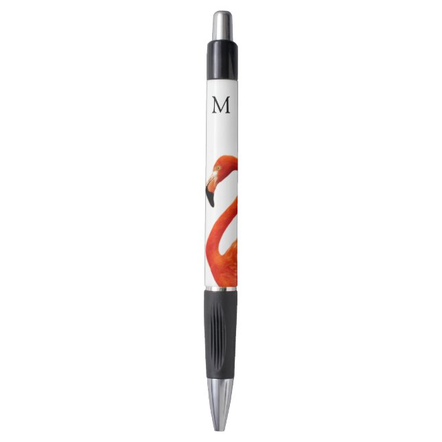 Flamant rose et stylo à monogramme (Devant (Vertical))