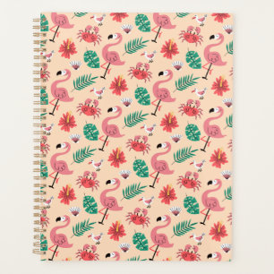 Flamant Rose Été Motif Tropical