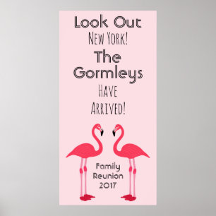 Flamant rose Famille Réunion Rose Poster Cute
