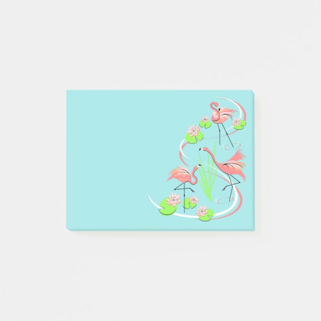 Flamant rose Fandango Trio post-it note horizontal (Devant)