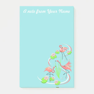 Flamant rose Fandango Trio Texte post-it note vert