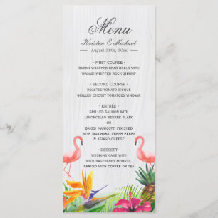 Flamant rose floral tropical Ananas menu Mariage