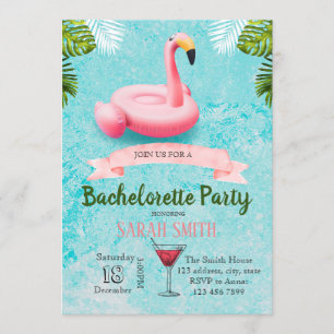 Flamant rose flottante invitation à la bachelorett