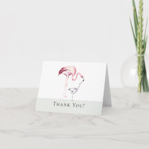 Flamant rose Girls Baby shower Merci Note
