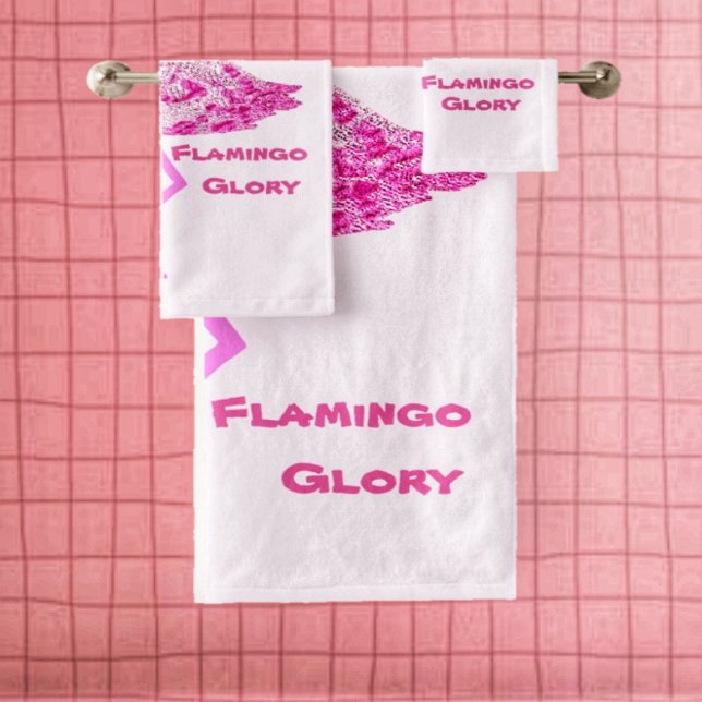 Flamant rose gloire (You're ready for Summer, when you set out this Flamingo Glory Bath Towel Set, in your bathroom!)