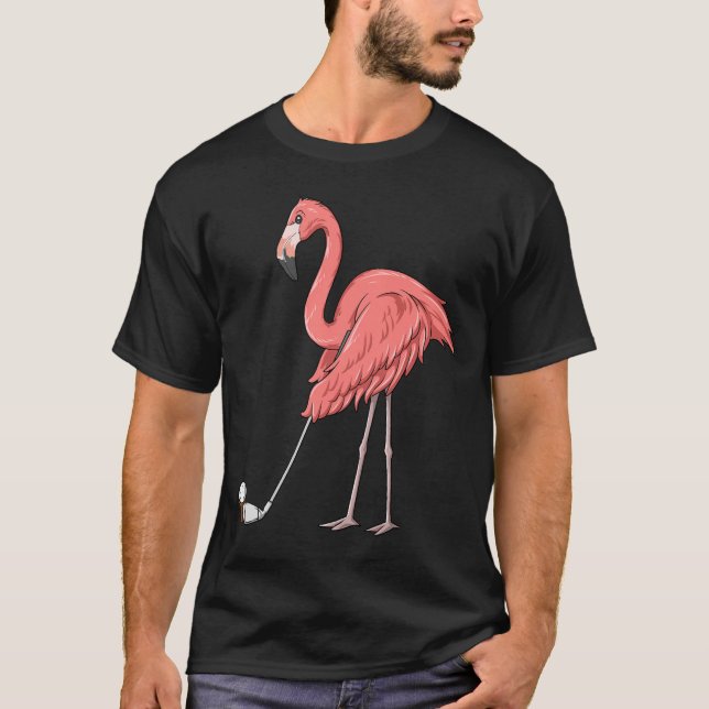 Flamant rose Golf Flamant rose Jouer Golf T-shirt  (Devant)