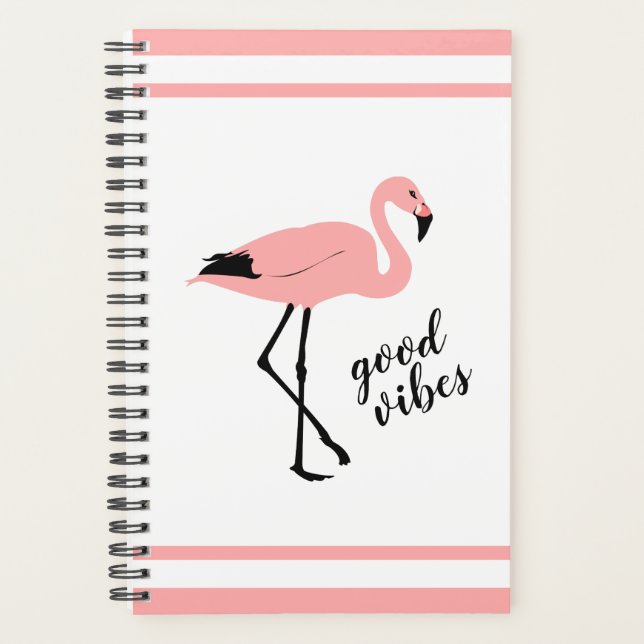 Flamant rose Good Vibes Rose Black Cute Planner (Devant)