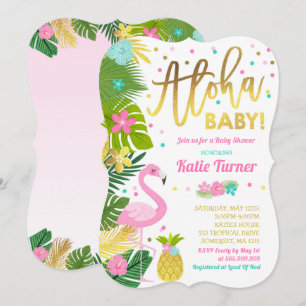 Flamant rose Invitation Baby shower Douche tropica