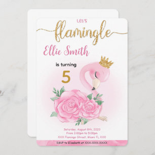 Flamant rose Invitation d'anniversaire