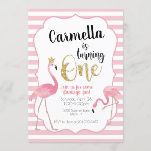 Flamant rose Invitation d'anniversaire