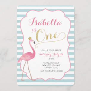 Flamant rose Invitation d'anniversaire
