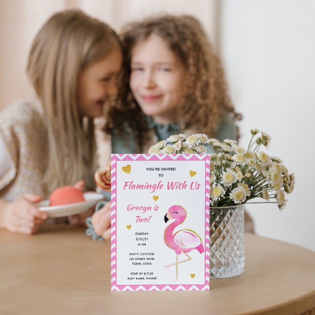 Flamant rose Invitation d'anniversaire (Créateur téléchargé)
