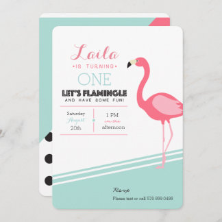 Flamant rose Invitation d'anniversaire