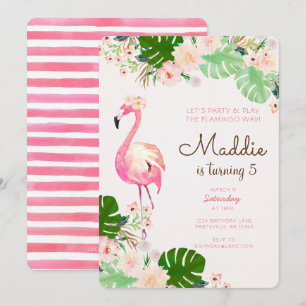 Flamant rose Invitation d'anniversaire