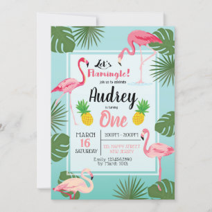 Flamant rose Invitation d'anniversaire