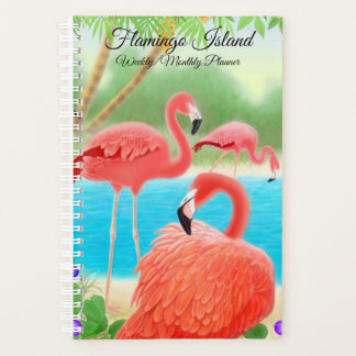 Flamant rose Island Planificateur mensuel hebdomad