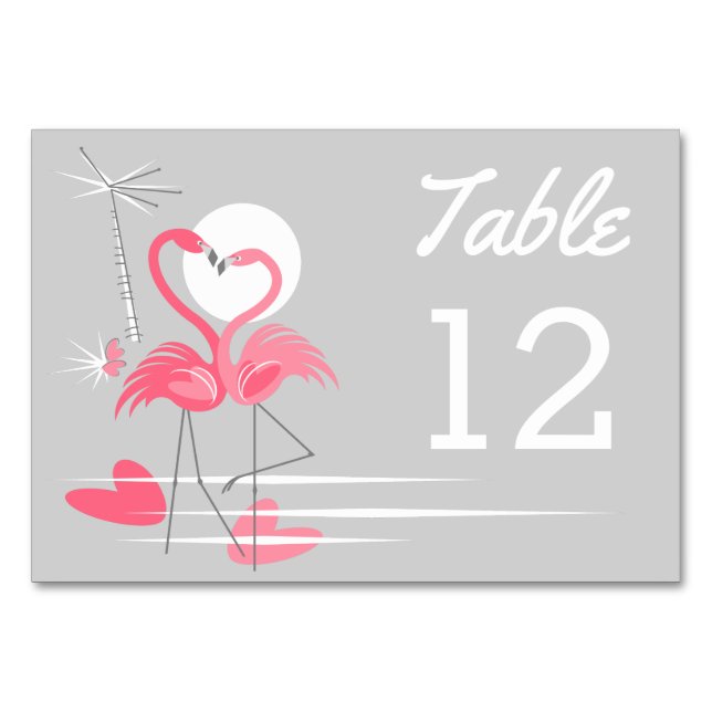 Flamant rose Love Côté carte de table paysage (Devant)