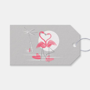 Flamant rose Love étiquettes cadeaux paysage