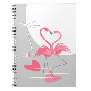 Flamant rose Love Grand carnet Lune