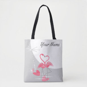 Flamant rose Love Grand Lune Nom sac fourre-tout