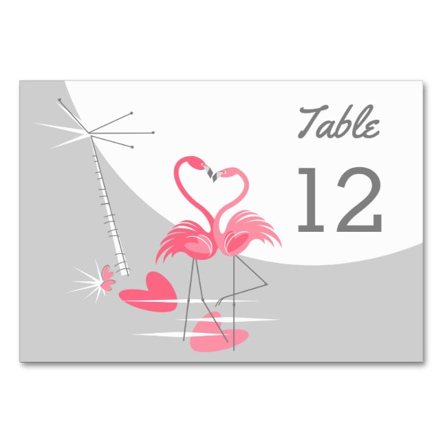 Flamant rose Love Grande Lune carte de table paysa (Devant)