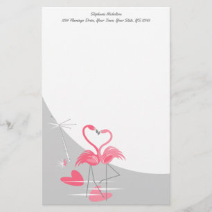 Flamant rose Love Grande Lune Texte papeterie