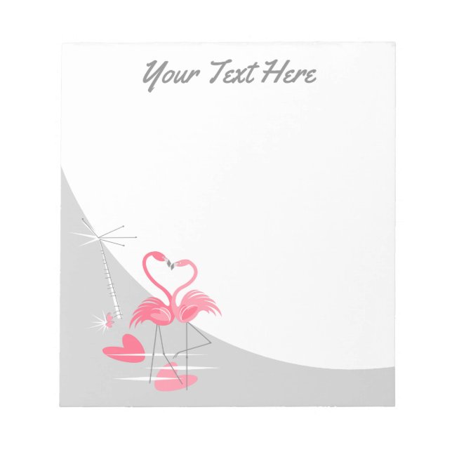Flamant rose Love Grosse Lune Bloc-notes Texte (Devant)