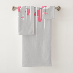 Flamant rose Love Large ensemble de serviettes