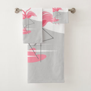 Flamant rose Love Large Lune ensemble de serviette