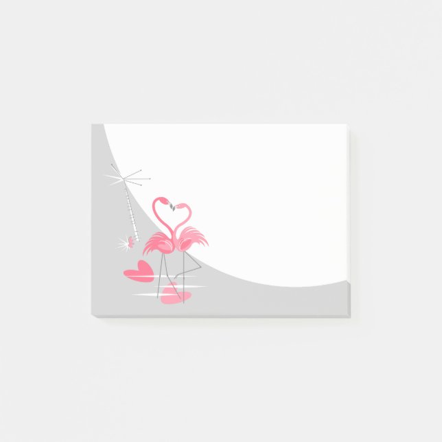 Flamant rose Love Large Moon Post-It notes (Devant)