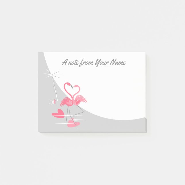 Flamant rose Love Large Moon Texte post-it notes (Devant)