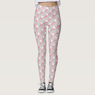 Flamant rose Love leggings carreaux