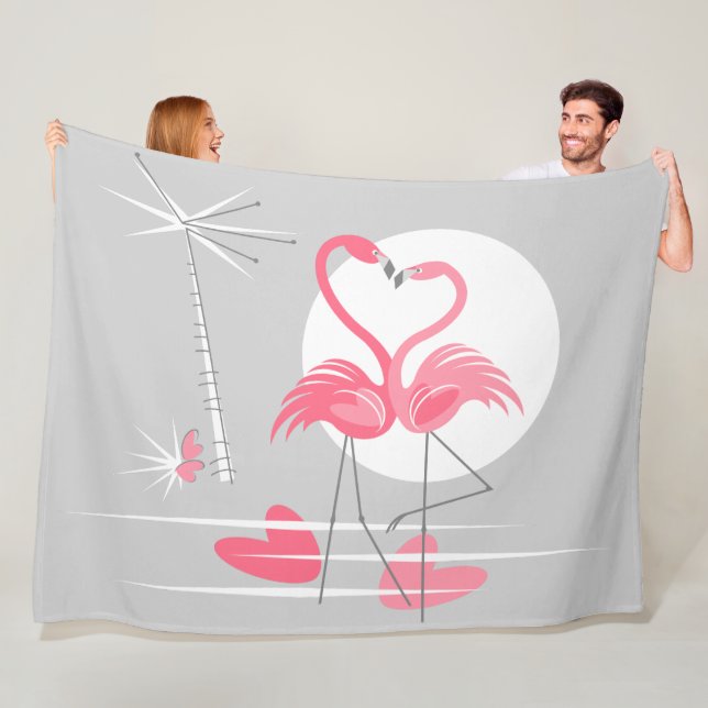 Flamant rose Love polaire couverture large horizon (En situation)