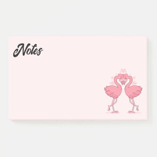 Flamant rose Love Post-it Notes (Devant)