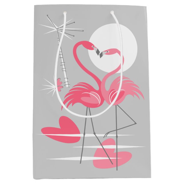 Flamant rose Love sac cadeau moyen (Devant)