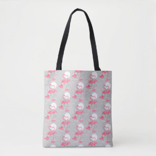 Flamant rose Love sac fourre-tout carrelé