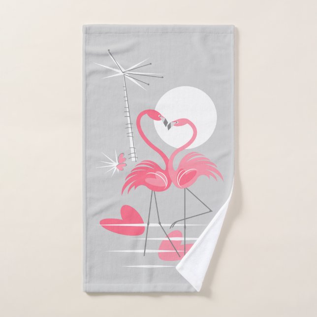 Flamant rose Love serviette à main (Serviette à main)