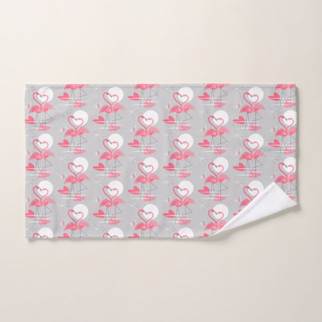Flamant rose Love Serviette à main carrée (Serviette à main)