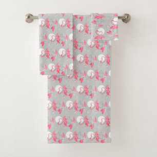 Flamant rose Love Serviette carrelée