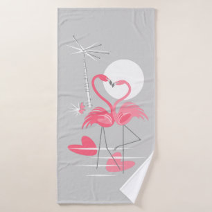 Flamant rose Love serviette de bain