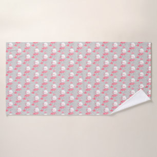 Flamant rose Love Serviette de bain carrelée