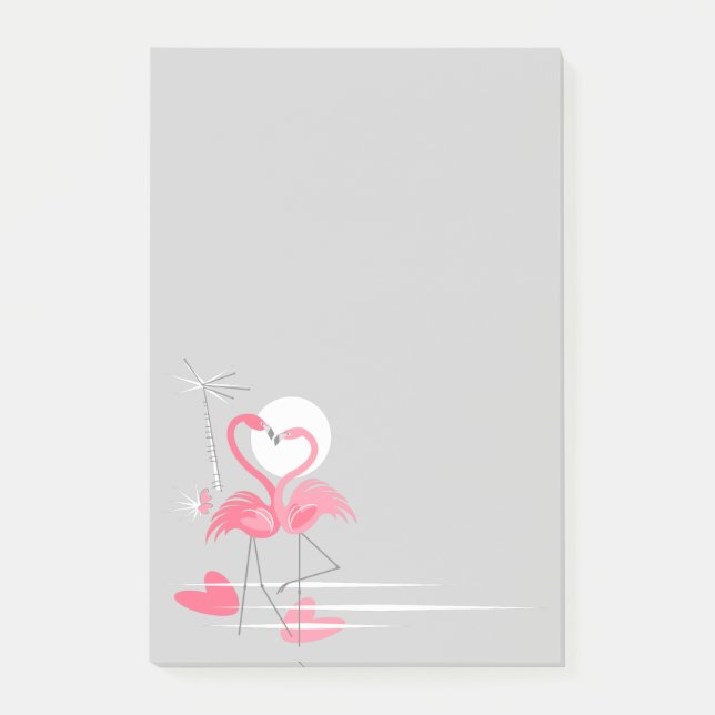 Flamant rose Love Side post-it note verticale (Devant)