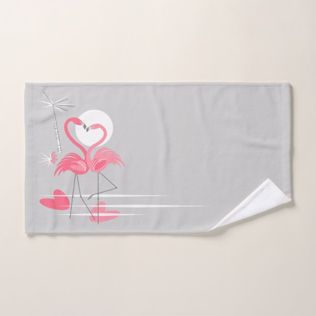 Flamant rose Love Side serviette à main (Serviette à main)