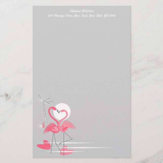 Flamant rose Love Side Texte papeterie (Devant)