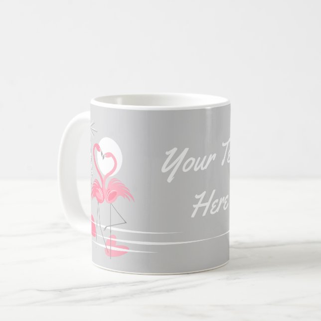 Flamant rose Love Text mug (Devant gauche)