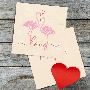 Flamant rose Love Valentines Carte Plat