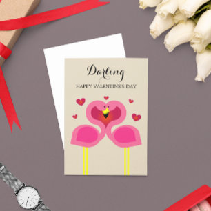 Flamant rose Love Valentines personnalisées Carte 