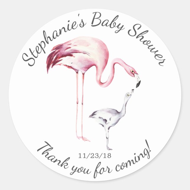 Flamant rose Maman Baby shower Favoriser Sticker (Devant)