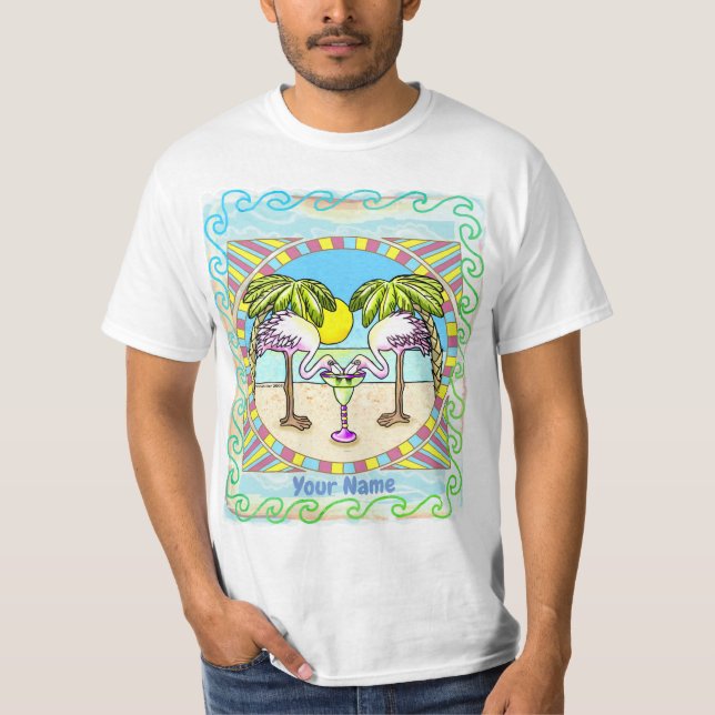 Flamant rose Margarita t-shirt personnalisé (Devant)