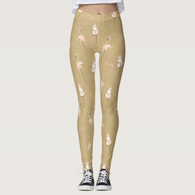 Flamant rose Mariage Leggings multiples (Devant)